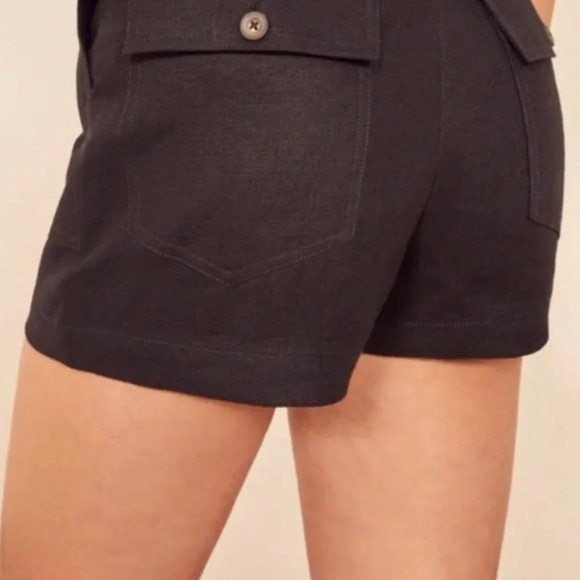 Reformation Sterling Black Linen High-Waist Shorts – Size 6 - Picture 4 of 12